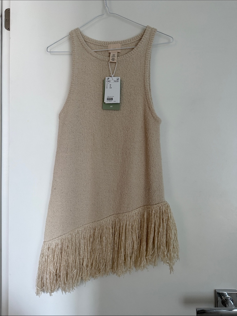 H&M Cream Fringe Knit Tank Top
